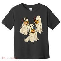 Retro Groovy Pumpkin Ghost Costume Halloween Floral Ghosts Toddler T-Shirt thumb 0