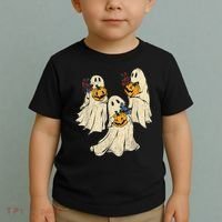 Retro Groovy Pumpkin Ghost Costume Halloween Floral Ghosts Toddler T-Shirt thumb 2