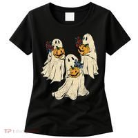 Retro Groovy Pumpkin Ghost Costume Halloween Floral Ghosts Women's T-Shirt thumb 0