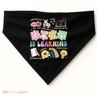 Retro Groovy Play Is Learning Kindergarten Teacher Daycare USA-Made Doggie Bandana thumb 0