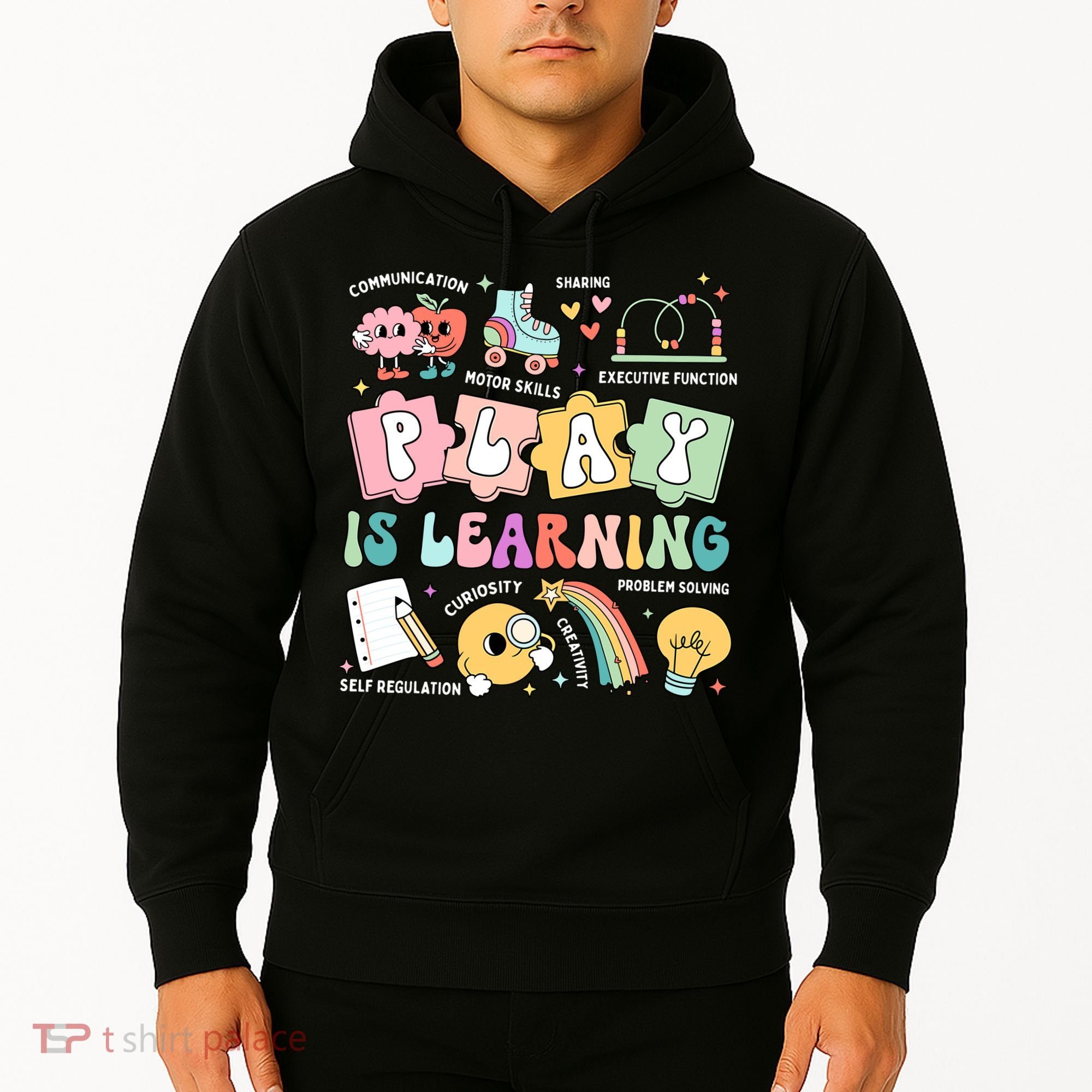 Retro Groovy Play Is Learning Kindergarten Teacher Daycare Hoodie
