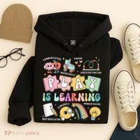 Retro Groovy Play Is Learning Kindergarten Teacher Daycare Hoodie thumb 4