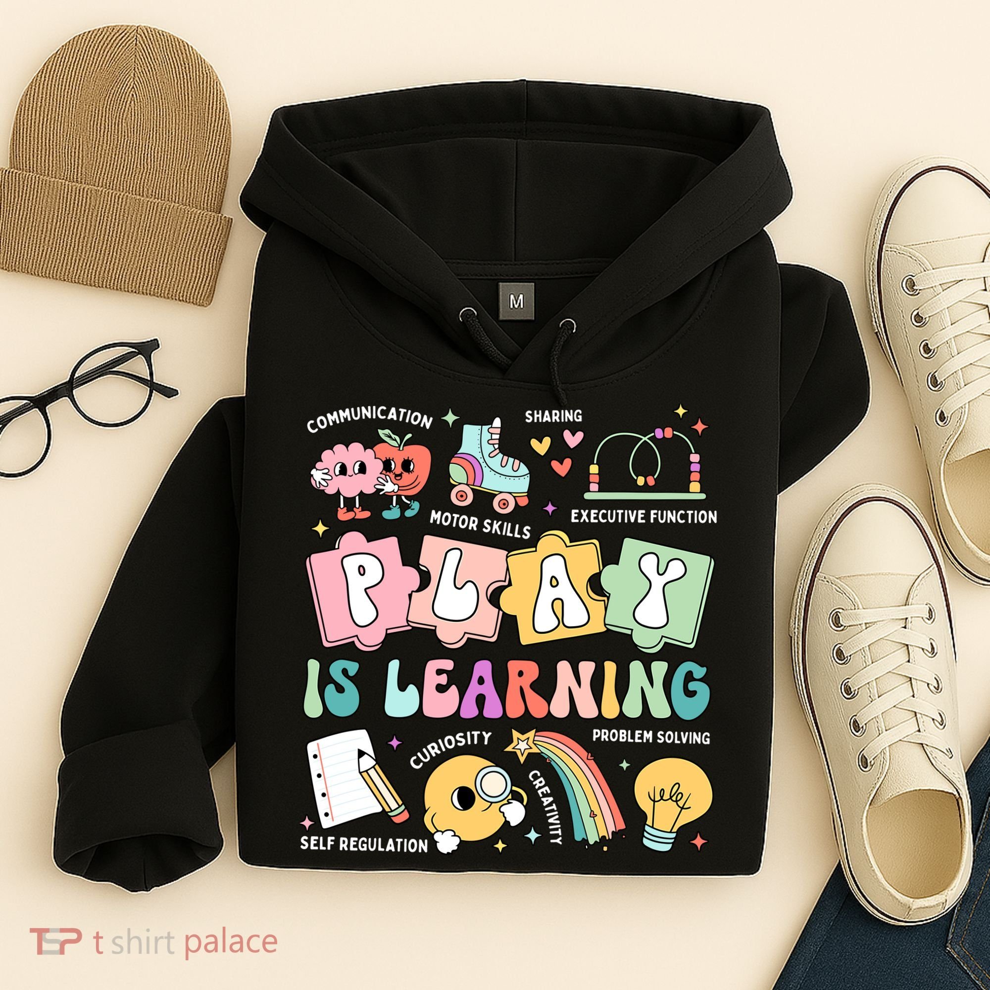 Retro Groovy Play Is Learning Kindergarten Teacher Daycare Hoodie