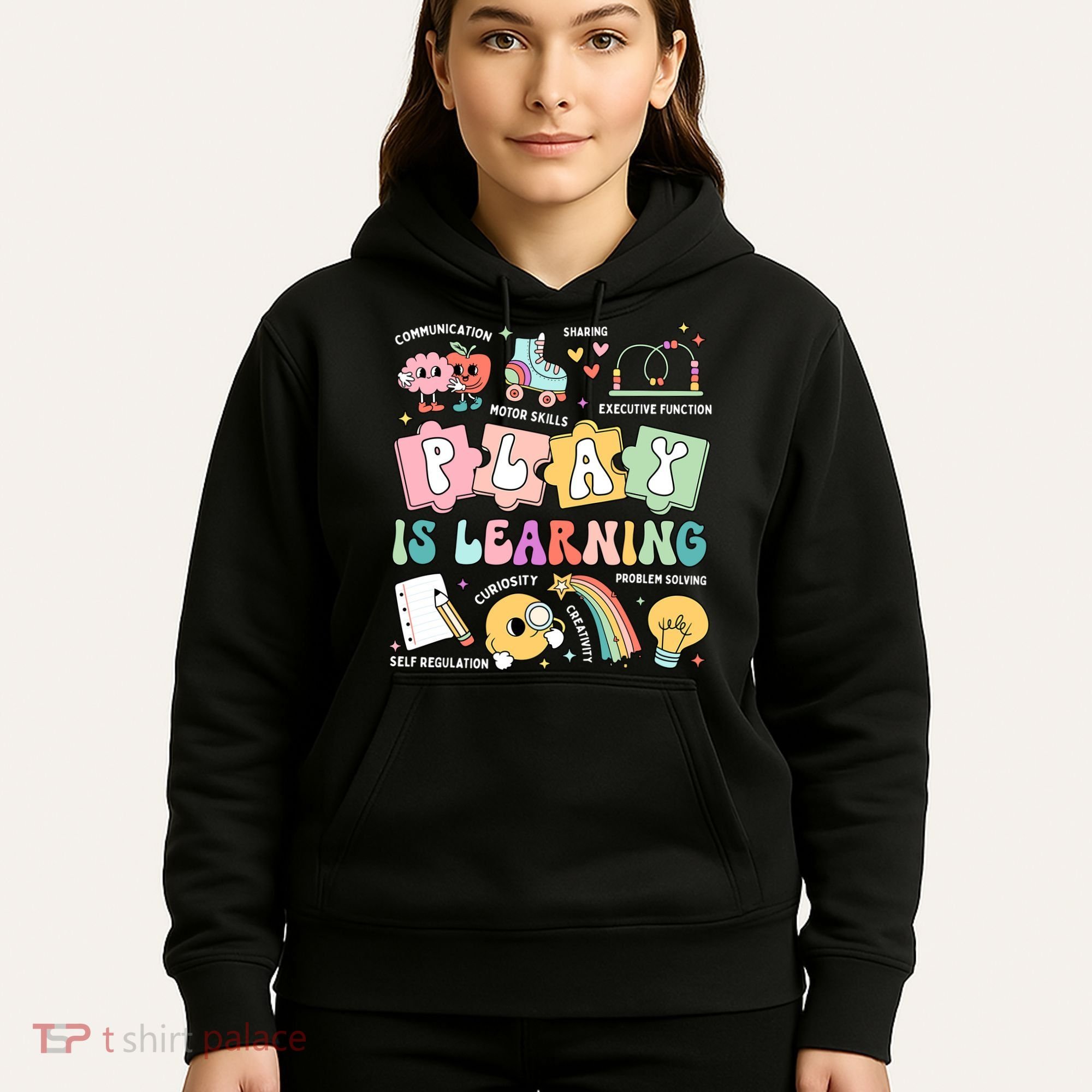 Retro Groovy Play Is Learning Kindergarten Teacher Daycare Hoodie