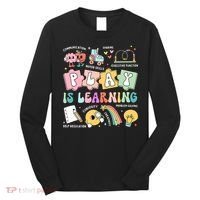 Retro Groovy Play Is Learning Kindergarten Teacher Daycare Long Sleeve Shirt thumb 0