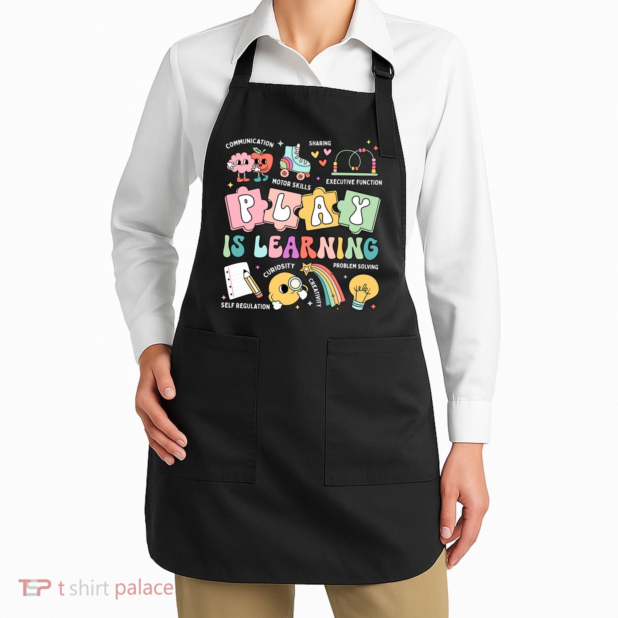 Retro Groovy Play Is Learning Kindergarten Teacher Daycare Apron