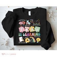 Retro Groovy Play Is Learning Kindergarten Teacher Daycare Sweatshirt thumb 2