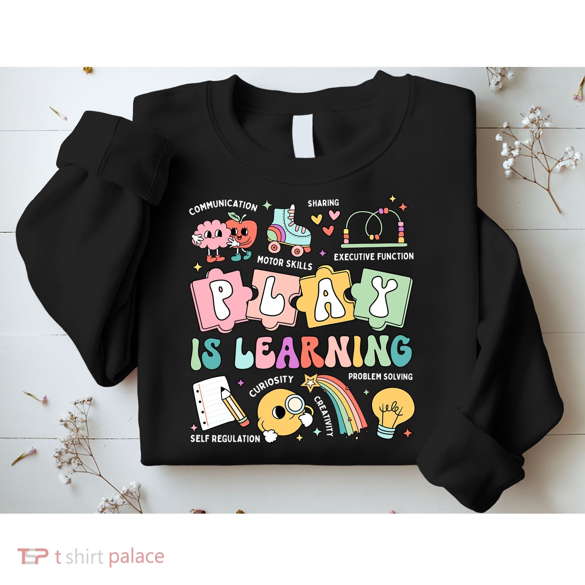 Retro Groovy Play Is Learning Kindergarten Teacher Daycare Sweatshirt