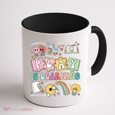 Retro Groovy Play Is Learning Kindergarten Teacher Daycare Coffee Mug back
