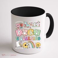 Retro Groovy Play Is Learning Kindergarten Teacher Daycare Coffee Mug thumb 1