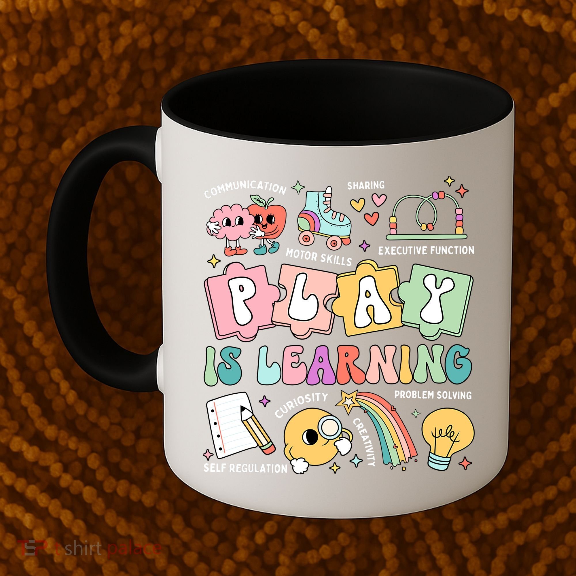 Retro Groovy Play Is Learning Kindergarten Teacher Daycare Coffee Mug