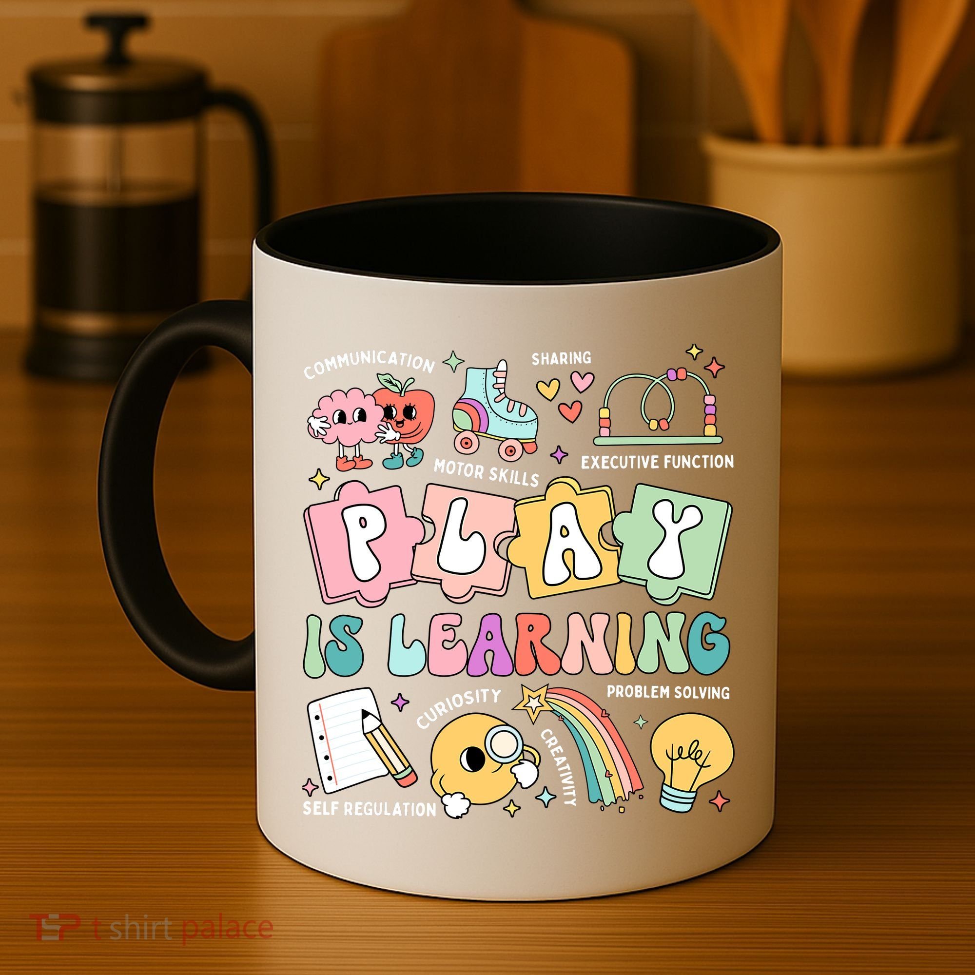 Retro Groovy Play Is Learning Kindergarten Teacher Daycare Coffee Mug