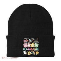 Retro Groovy Play Is Learning Kindergarten Teacher Daycare Beanie thumb 0