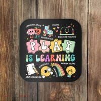 Retro Groovy Play Is Learning Kindergarten Teacher Daycare Coaster thumb 0
