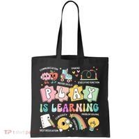 Retro Groovy Play Is Learning Kindergarten Teacher Daycare Tote Bag thumb 0