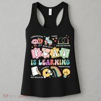 Retro Groovy Play Is Learning Kindergarten Teacher Daycare Women's Tank Top thumb 3
