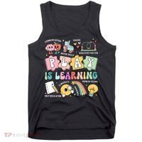 Retro Groovy Play Is Learning Kindergarten Teacher Daycare Tank Top thumb 0