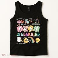 Retro Groovy Play Is Learning Kindergarten Teacher Daycare Tank Top thumb 2