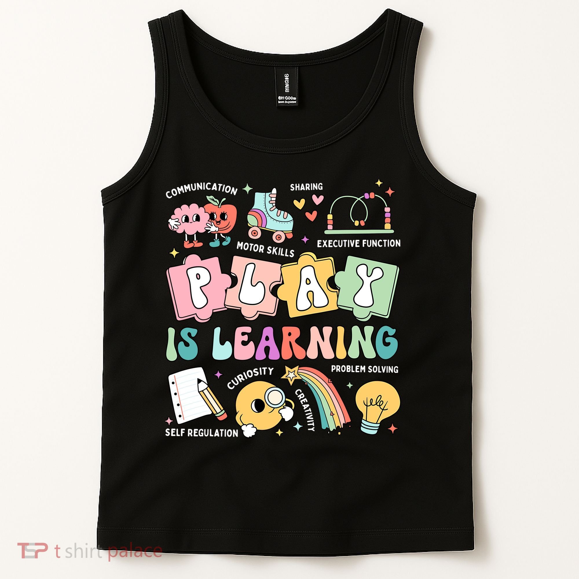 Retro Groovy Play Is Learning Kindergarten Teacher Daycare Tank Top