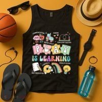 Retro Groovy Play Is Learning Kindergarten Teacher Daycare Tank Top thumb 4