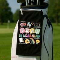 Retro Groovy Play Is Learning Kindergarten Teacher Daycare Golf Towel thumb 2