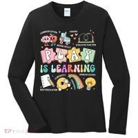 Retro Groovy Play Is Learning Kindergarten Teacher Daycare Women's Long Sleeve Shirt thumb 0