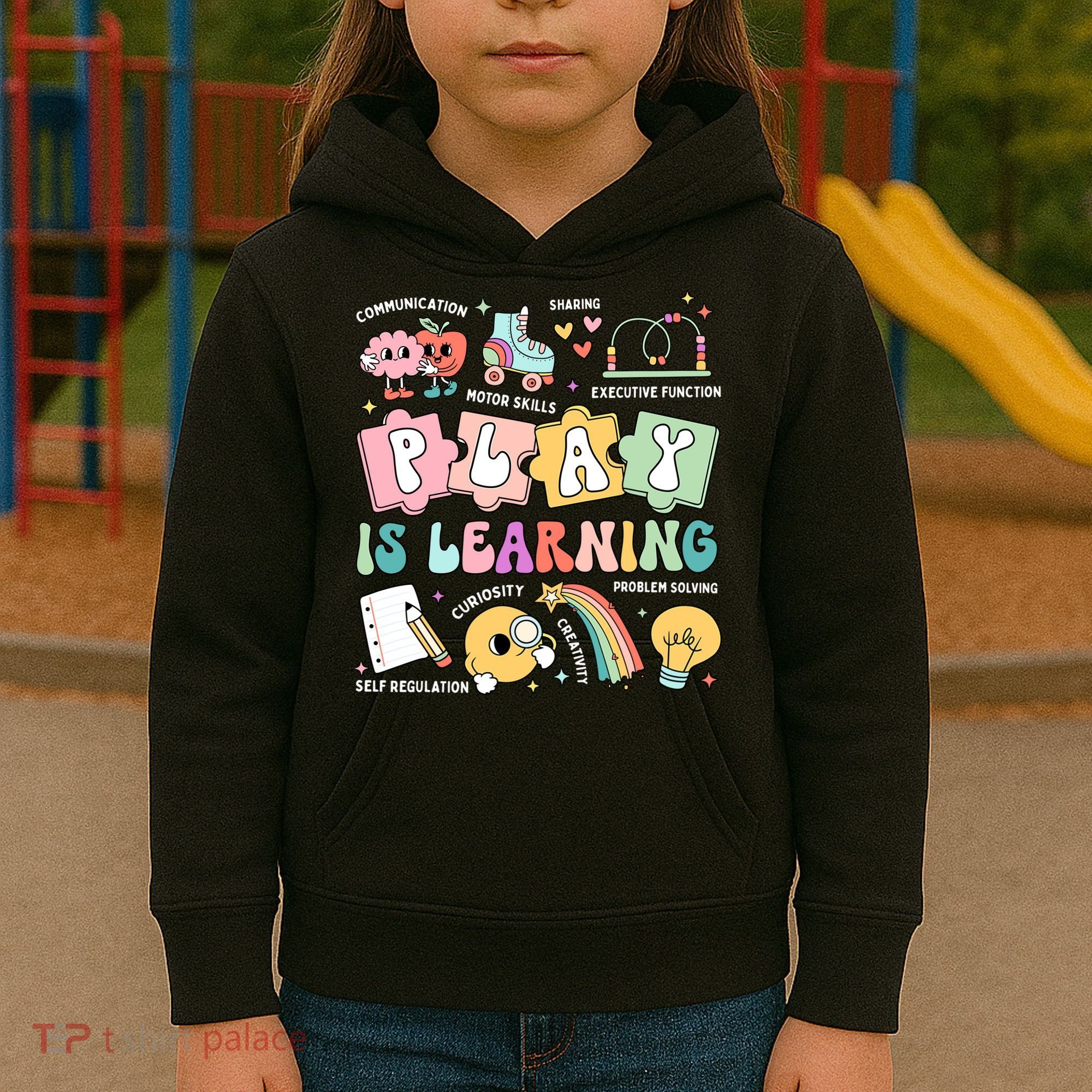 Retro Groovy Play Is Learning Kindergarten Teacher Daycare Kids Hoodie