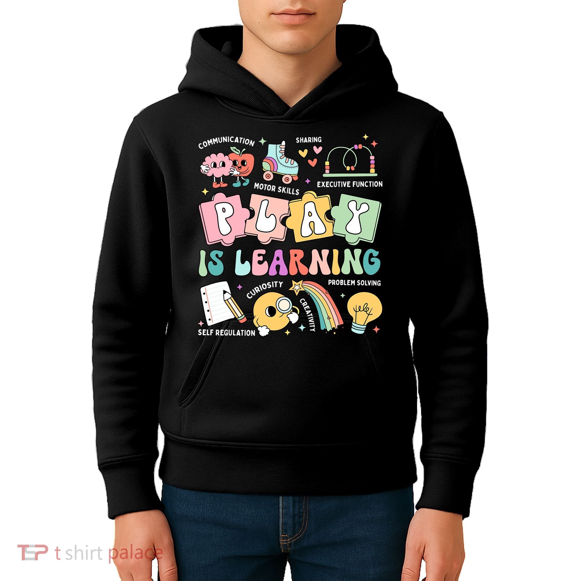 Retro Groovy Play Is Learning Kindergarten Teacher Daycare Kids Hoodie