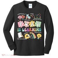 Retro Groovy Play Is Learning Kindergarten Teacher Daycare Kids Long Sleeve Shirt thumb 0
