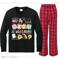 Retro Groovy Play Is Learning Kindergarten Teacher Daycare Kids Long Sleeve Plaid Pajama Set thumb 0