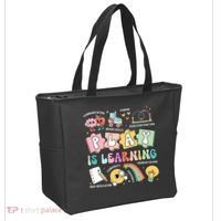 Retro Groovy Play Is Learning Kindergarten Teacher Daycare Tote Bag thumb 2