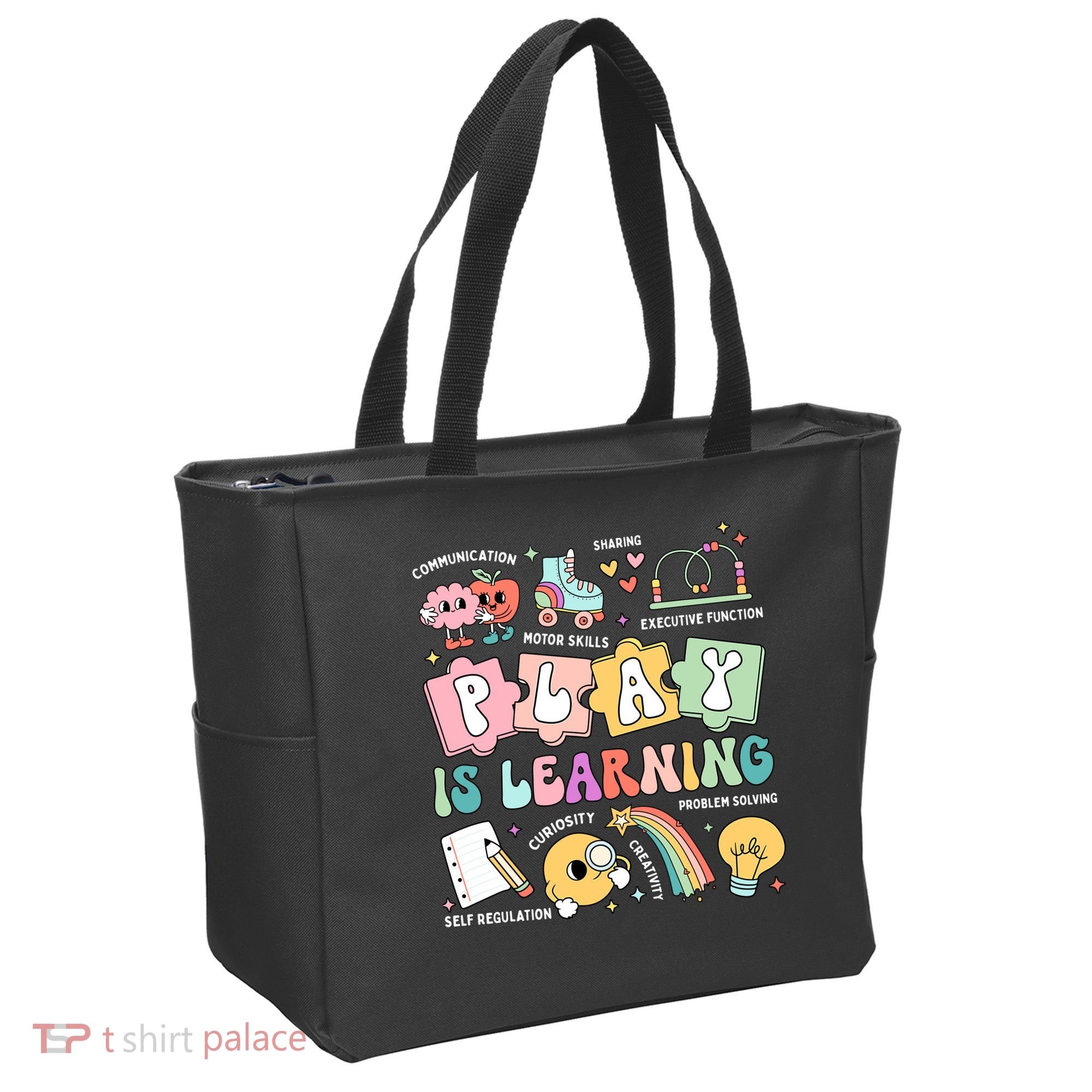 Retro Groovy Play Is Learning Kindergarten Teacher Daycare Tote Bag