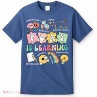 Retro Groovy Play Is Learning Kindergarten Teacher Daycare T-Shirt thumb 0