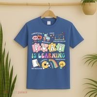 Retro Groovy Play Is Learning Kindergarten Teacher Daycare T-Shirt thumb 2