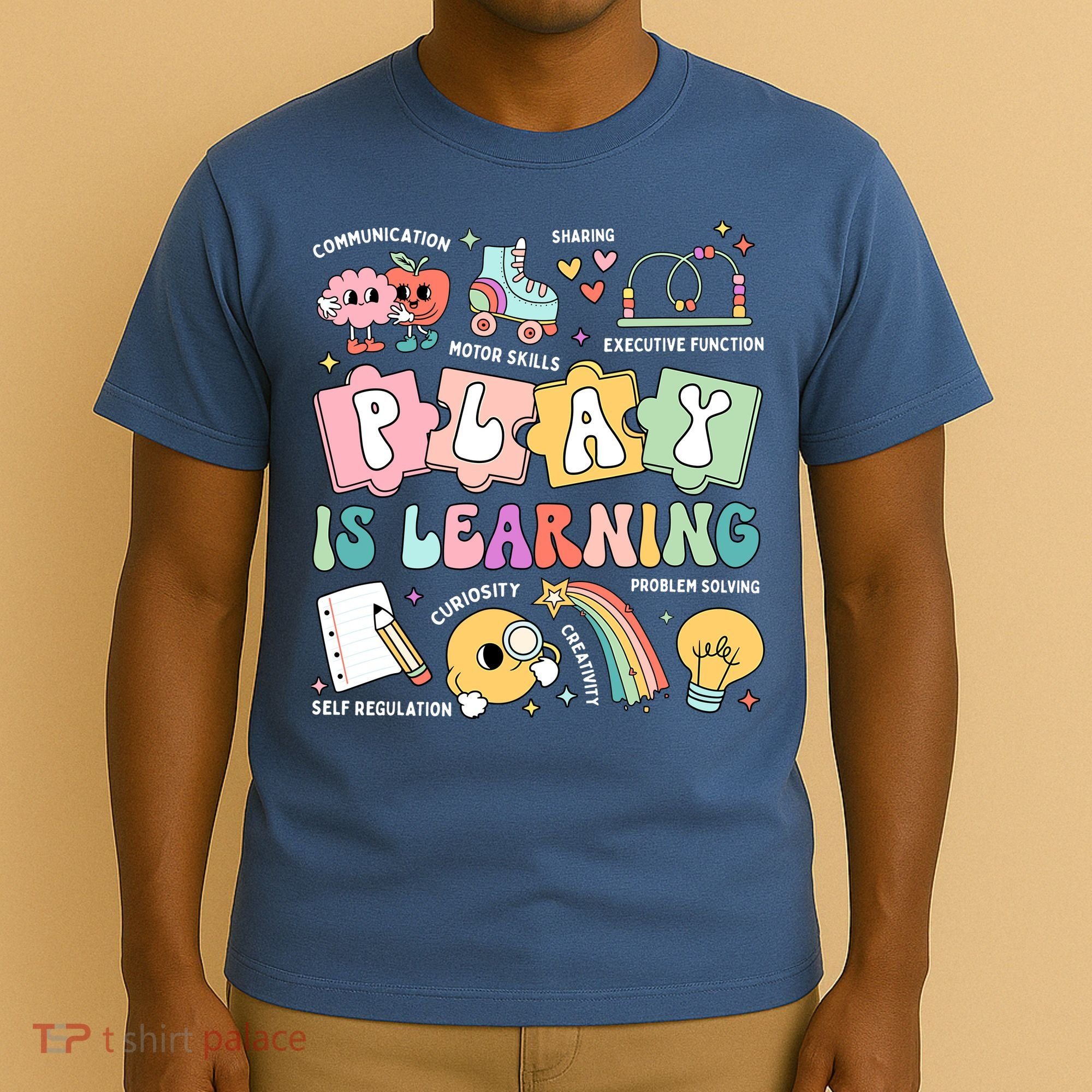 Retro Groovy Play Is Learning Kindergarten Teacher Daycare T-Shirt