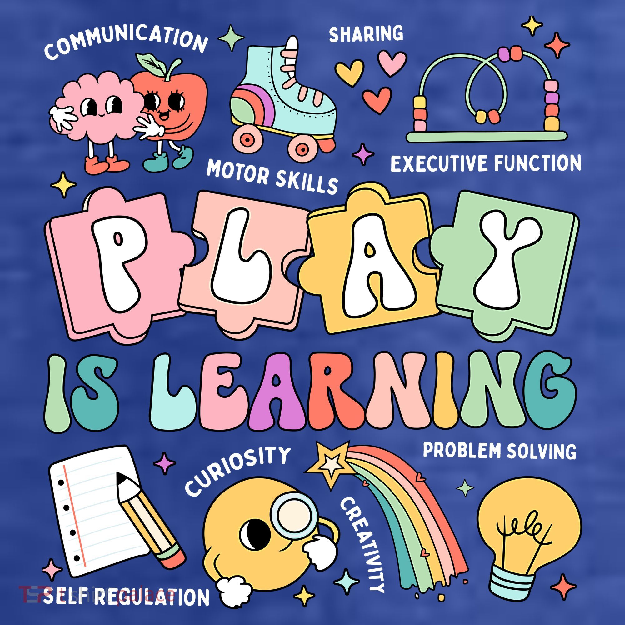 Retro Groovy Play Is Learning Kindergarten Teacher Daycare Women's Hoodie