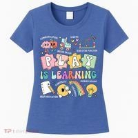 Retro Groovy Play Is Learning Kindergarten Teacher Daycare Women's T-Shirt thumb 0
