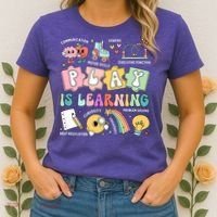 Retro Groovy Play Is Learning Kindergarten Teacher Daycare Women's T-Shirt thumb 2