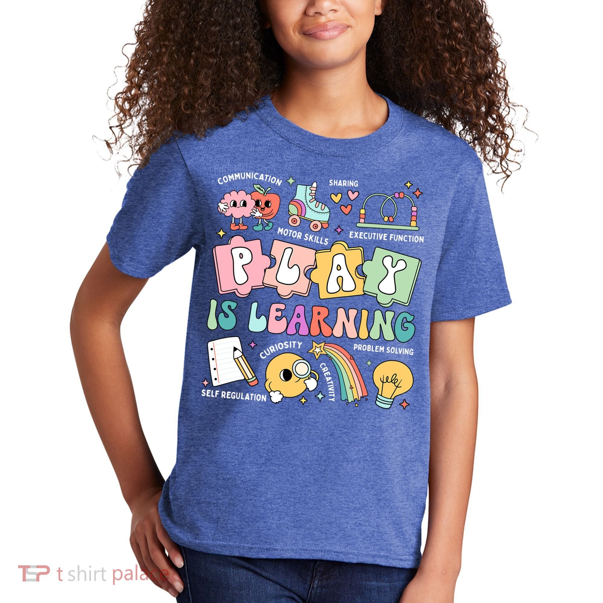 Retro Groovy Play Is Learning Kindergarten Teacher Daycare Kids T-Shirt
