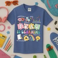 Retro Groovy Play Is Learning Kindergarten Teacher Daycare Kids T-Shirt thumb 3