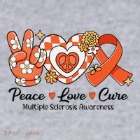 Retro Groovy Peace Love Cure Multiple Sclerosis Awareness Women's Sweatshirt thumb 2