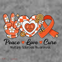 Retro Groovy Peace Love Cure Multiple Sclerosis Awareness Toddler Hoodie thumb 2