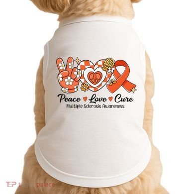 Retro Groovy Peace Love Cure Multiple Sclerosis Awareness Doggie Tank