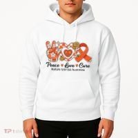 Retro Groovy Peace Love Cure Multiple Sclerosis Awareness Hoodie thumb 2