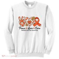 Retro Groovy Peace Love Cure Multiple Sclerosis Awareness Sweatshirt thumb 0