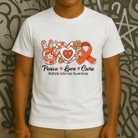 Retro Groovy Peace Love Cure Multiple Sclerosis Awareness T-Shirt thumb 3