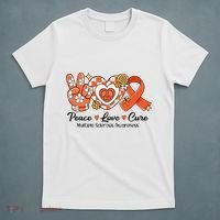Retro Groovy Peace Love Cure Multiple Sclerosis Awareness T-Shirt thumb 5