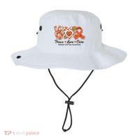 Retro Groovy Peace Love Cure Multiple Sclerosis Awareness Bucket Hat thumb 0