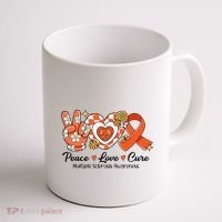 Retro Groovy Peace Love Cure Multiple Sclerosis Awareness Coffee Mug thumb 1