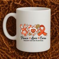 Retro Groovy Peace Love Cure Multiple Sclerosis Awareness Coffee Mug thumb 2